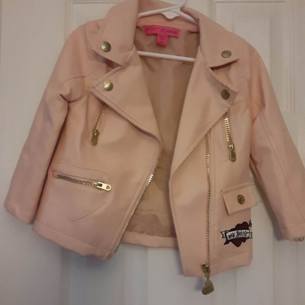 Betsey Johnson Baby Girl Vegan Leather Moto Jacket